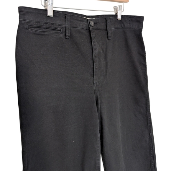Madewell Emmett Pant Wide-Leg Crop Stretch Cotton Black Canvas Women’s Size 31P - Picture 5 of 11
